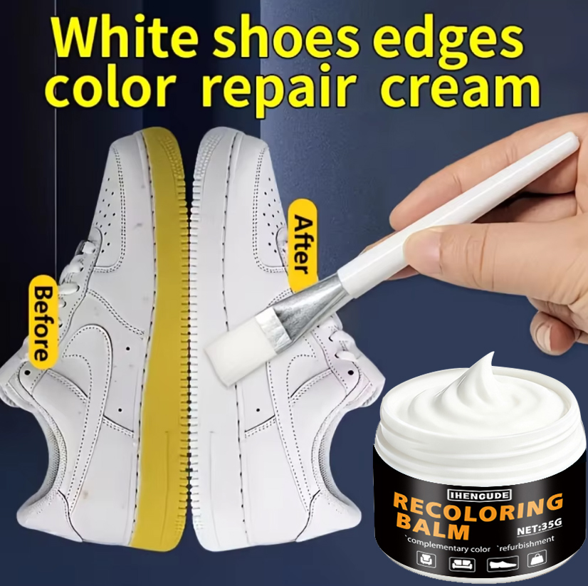 Sneaker Care Spray - 新しいホワイトシューエッジリペアクリーム 35g - スポーツシューズ、ブーツ、革靴用のプロフェッショナルリペアクリーム、簡単に着色して修復可能
