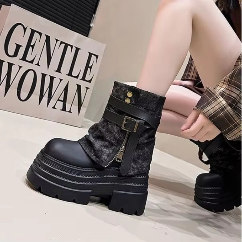 10 センチメートル秋チャンキーショートブーツ女性ハイヒール - Sneaker Zone のレビューと価格